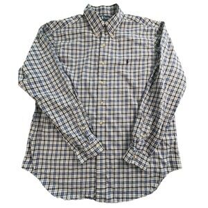 Ralph Lauren Classic Fit Plaid Button Down Shirt Blue Cream Sz‎ X-Large XL